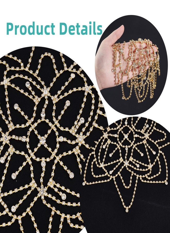 NICENEEDED 1920s Crystal Cap Headpiece, Flower Rhinestone Head Chain Golden Roaring 20s Hair Accessories, Hair Chain Hat for Bridal Cosplay Halloween Decor with 2Pcs Hair Clip - Image 5